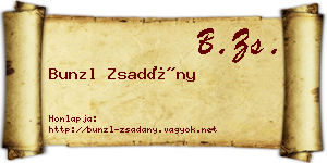Bunzl Zsadány névjegykártya